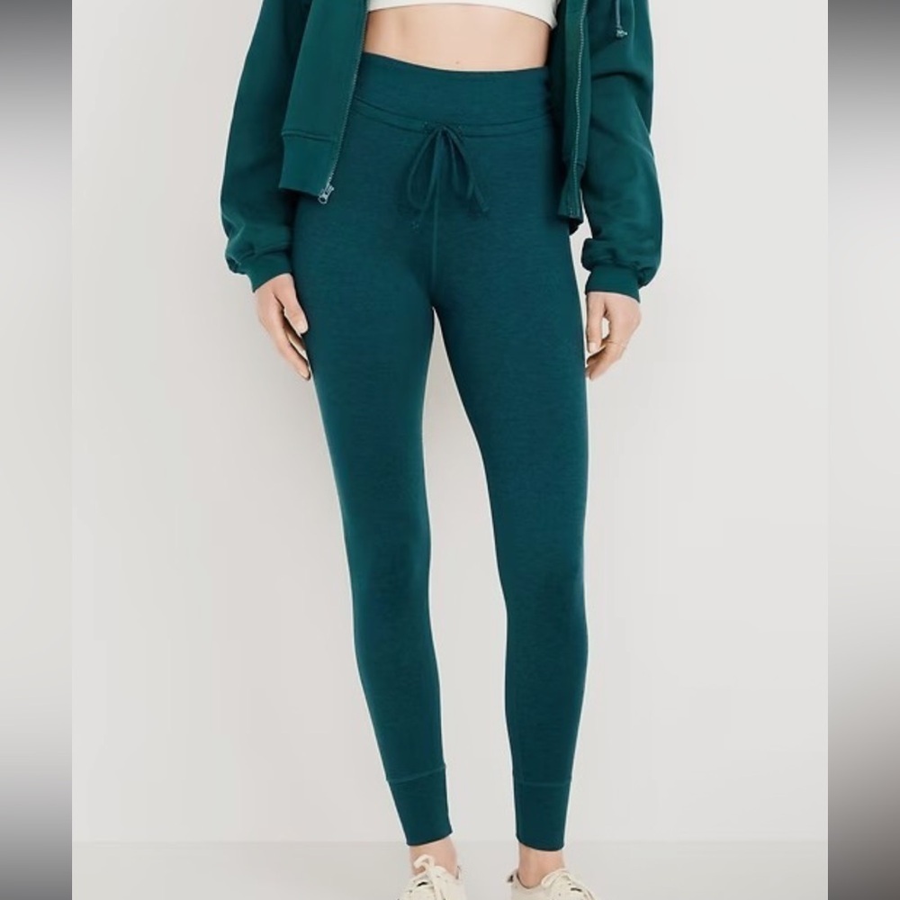Old Navy Extra High Waisted Cloud Comfy Green Jogger Leggings Size Large NWT